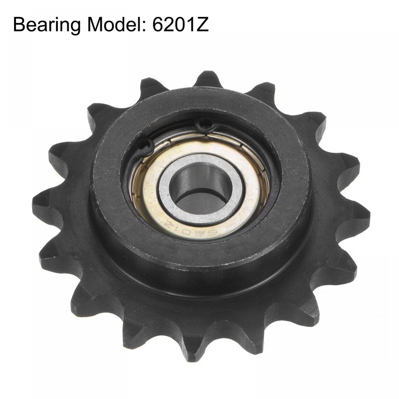  [AUSTRALIA] - uxcell #40 Chain Idler Sprocket, 12mm Bore 1/2" Pitch 16 Tooth Tensioner, Black Oxide Finished C45 Carbon Steel with Insert Double Bearing for ISO 08A Chains