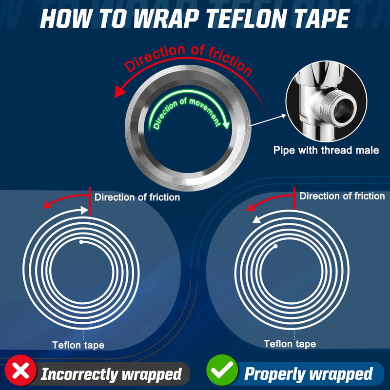  [AUSTRALIA] - 8 Rolls Teflon Tape 1/2Inch(W) 520Inches(L), Plumbers Tape, DUPPCOS Plumbing Tape, Sealant Tape, PTFE Tape, Sealing Tape, Perfect for Shower Head Water Pipe