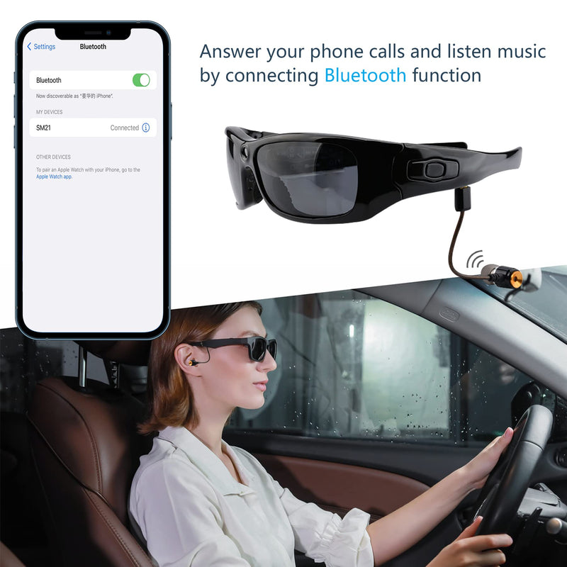  [AUSTRALIA] - Bluetooth Sunglasses Camera HD 1080P Video Sunglasses Sport Action Glasses Camera with UV Protection Polarized Lens, Great Gift for Family and Friends