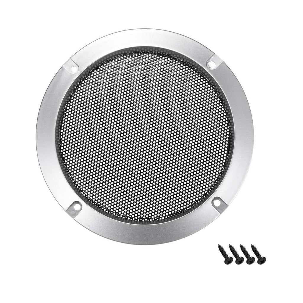  [AUSTRALIA] - uxcell 6.5" Mounting Hole Diagonal Distance Speaker Grill Mesh Decorative Circle Woofer Guard Protector Cover Accessories Silver