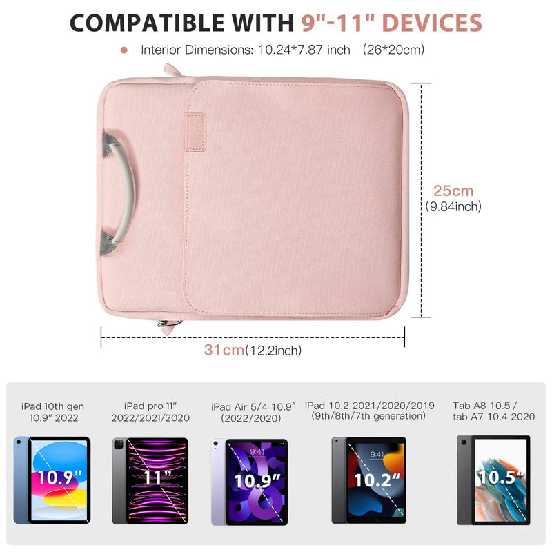  [AUSTRALIA] - TiMOVO 9-11" Tablet Sleeve with Double Handle for iPad Air 5/4 10.9, iPad 10th Gen 10.9 2022, iPad 10.2 2021-2019, iPad Pro 11 2022-2018, Galaxy Tab A8 10.5/A7 10.4, Shoulder Pocket Bag, Pink