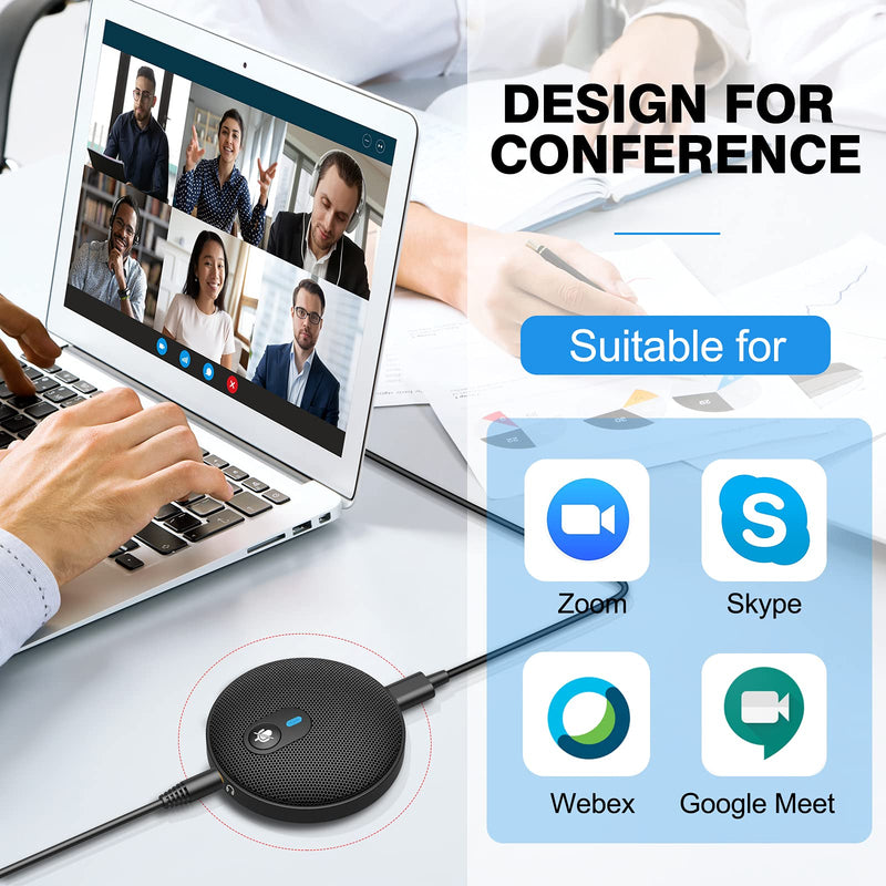  [AUSTRALIA] - USB Conference Microphone, 360° Omnidirectional Condenser Computer Microphones, Plug & Play PC Mic for Video Conference, Recording, Skype, Online Class, Compatible with Mac OS,Windows, Android
