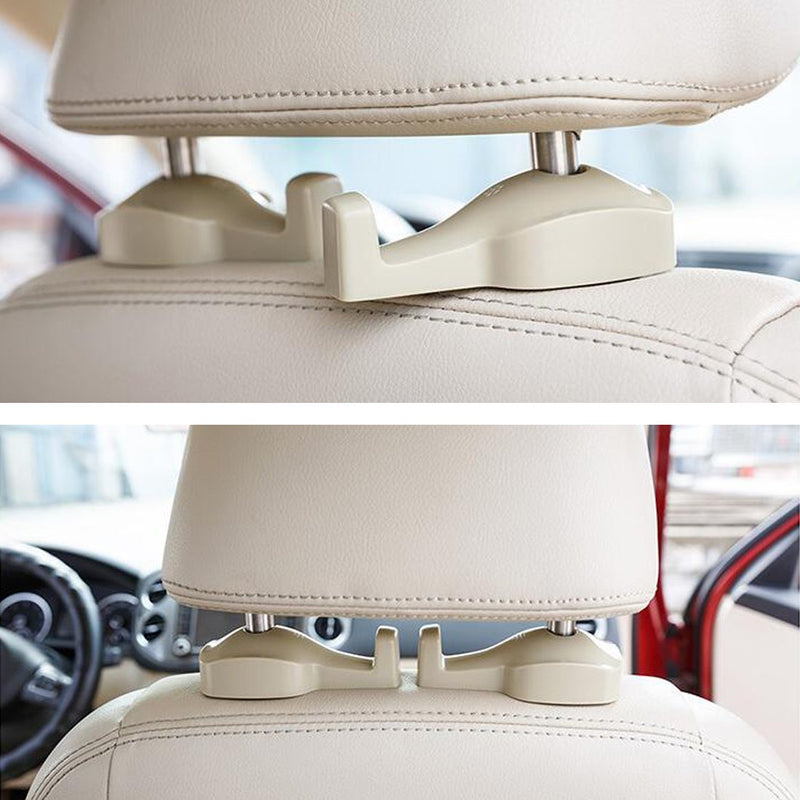  [AUSTRALIA] - Spotest Car Hooks headrest Hangers, Unique Bargains Pair Gray Plastic Car Seat Headest Hanger Bags Oranizer Hook Holder Hang Purse or Grocery Bags (Beige) Beige