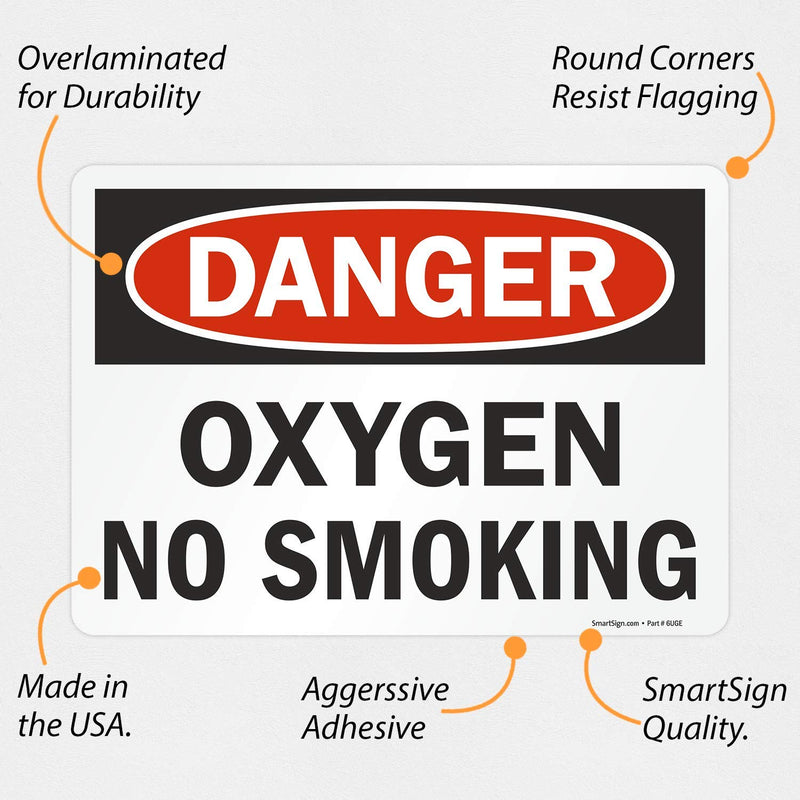 SmartSign "Danger - Oxygen - No Smoking" Label | 10" x 14" Laminated Vinyl 10" x 14" Vinyl Label - LeoForward Australia