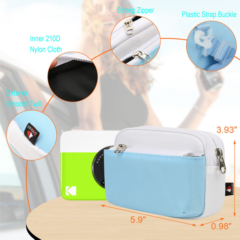  [AUSTRALIA] - TXesign Travel Carry Case Protective Bag for Kodak Printomatic/Kodak Smile/Kodak Step/Polaroid Snap Touch Digital Instant Print Camera Case Storage Bag with Shoulder Strap Accessories Pouch