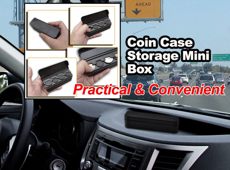  [AUSTRALIA] - Zento Deals Sturdy Black Coin Organizer-Auto Car Coin Case Storage Mini Box Plastic Holder