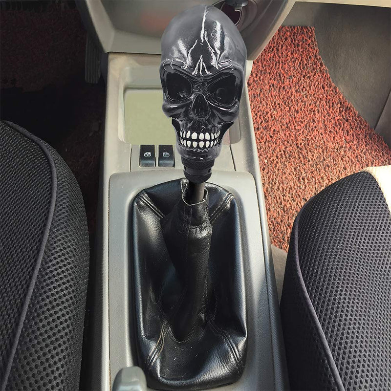  [AUSTRALIA] - Sakali Resin Skull Car Gear Stick Shift Shifter Knob Universal fit for Most Manual Transmission or Automatic Transmission Without Lock Button(Black) Black