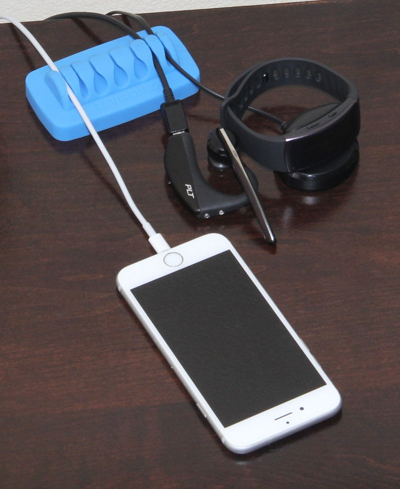  [AUSTRALIA] - Heaviest Cable Organizer on the Market! Compact and Weighted Desktop Cord Holder and Cable Organizer, Eco-Friendly Silicone, No Bad Smell, Bundled with 4 Reusable Cable Ties! (Blue) Blue