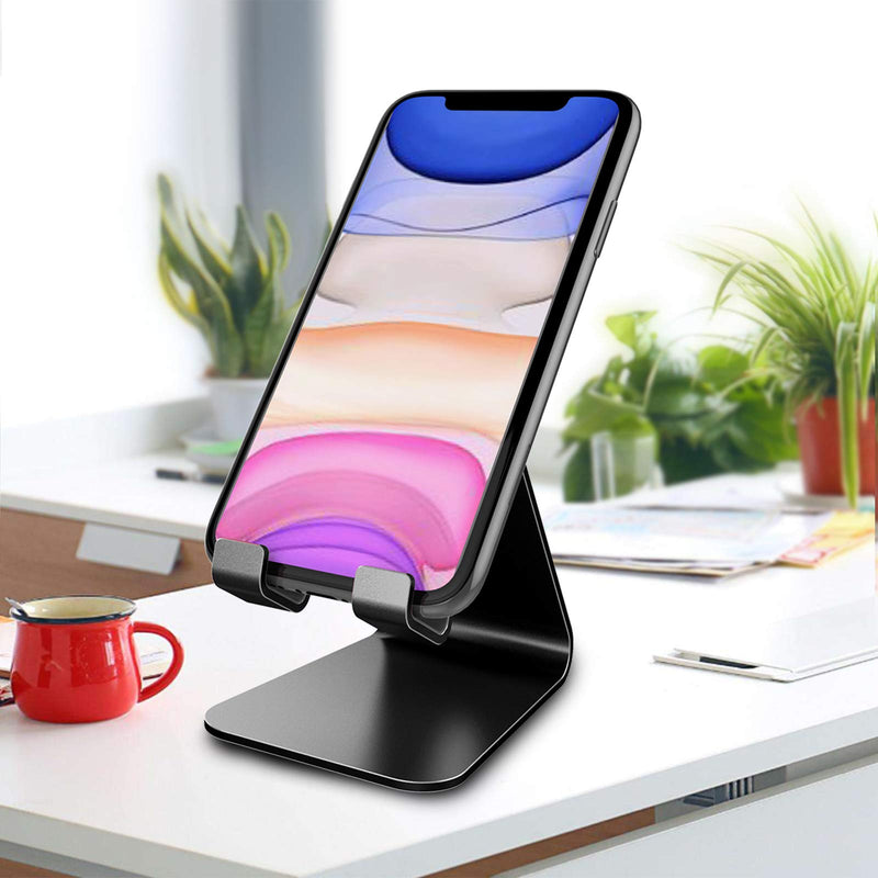  [AUSTRALIA] - CreaDream Cell Phone Stand, Cradle, Holder,Aluminum Desktop Stand Compatible with Switch, All Smart Phone, iPhone 11 Pro Xs Max Xr X Se 8 7 6 6s Plus SE 5 5s-Black Black