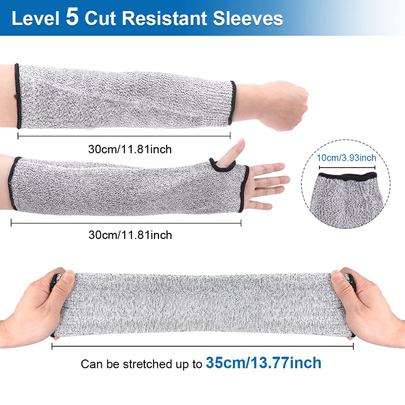  [AUSTRALIA] - 2 Pairs Cut Resistant Sleeves - Arm Protectors for Thin Skin and Bruising - Heat Resistant Welding Sleeves with Thumb Hole for Men Women, Safety Protective Arm Guards for Welding Gardening Kitchen