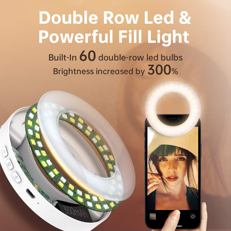  [AUSTRALIA] - Meifigno Upgraded Selfie Ring Light [3 Light Modes] [Rechargeable], Adjustable Brightness Clip on Laptop/iPhone/iPad, LED Circle Light for Video Conferencing/Zoom Meeting/YouTube Live Stream Makeup