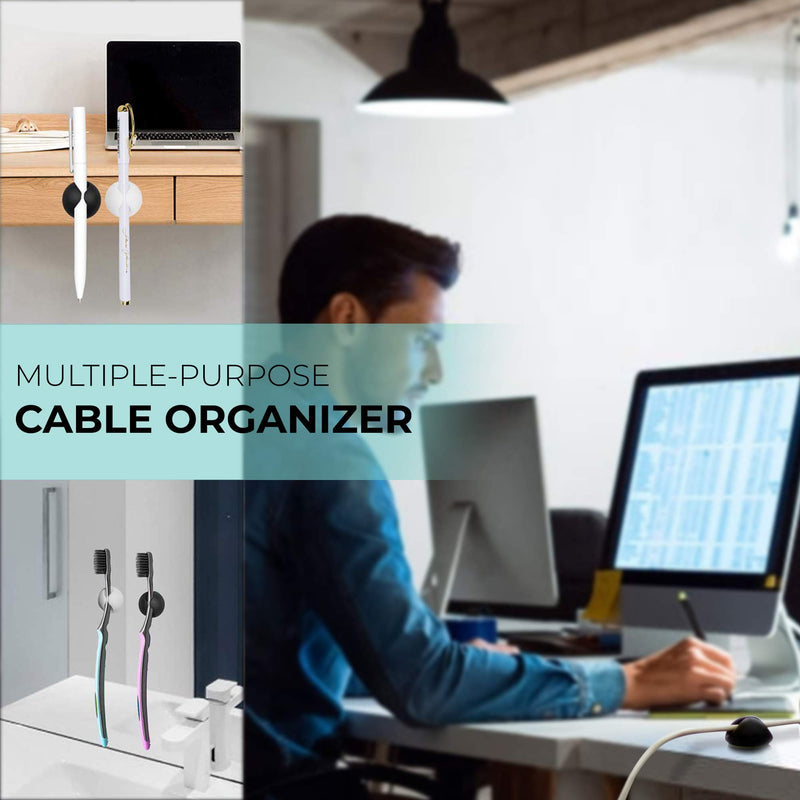  [AUSTRALIA] - Get Organized - Durable, Convenient Cable Clips Cable Holder | Organize Power Cables, Phone Chargers, USB Connections | Six Pack Cord Management |3M Strong Adhesive Backing | Sticks to Many Surfaces
