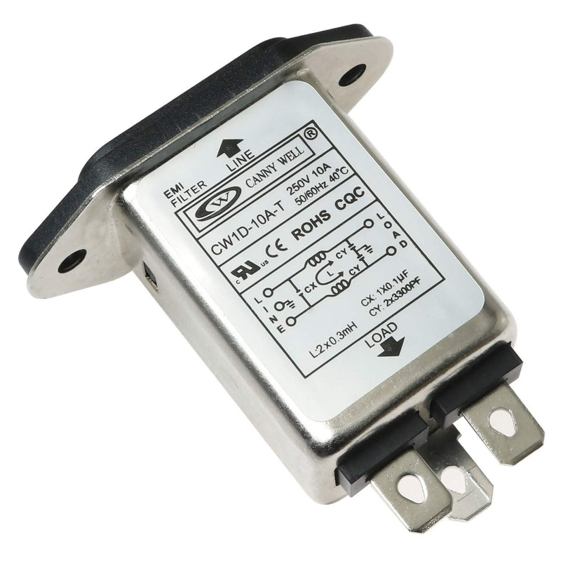  [AUSTRALIA] - E-Outstanding AC 250V 10A IEC 320 C14 Male Plug 3 Pins Black PCB Panel Power Socket Connector EMI Filter