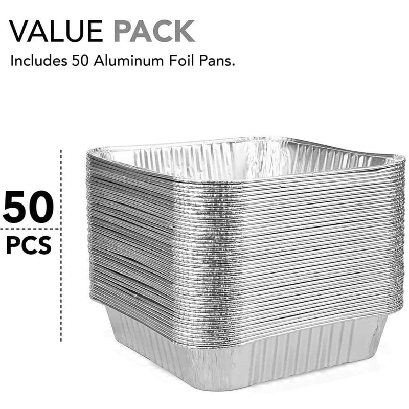  [AUSTRALIA] - Aluminum Pans Disposable, 8x8 [50 Pack] Aluminum Foil Meal Prep Cookware Square Pans, Perfect for Cooking, Heating, Storing, Prepping Food