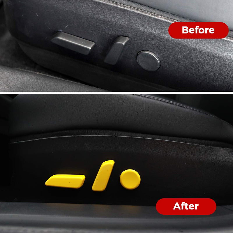  [AUSTRALIA] - Personalized Modification for Car Seat Button Cover Compatible with Model 3 & Y - Carbon Fiber Pattern (Yellow) Yellow
