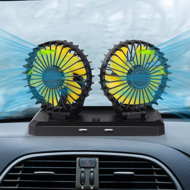  [AUSTRALIA] - BULFULL Car Fan, Portable Car Seat Fan Headrest 360 Degree Rotatable Car Fan for Seat 12V Cooling Air with Stepless Speed Regulation for SUV, RV, Vehicles Dual Head Cigarette Lighter Plug