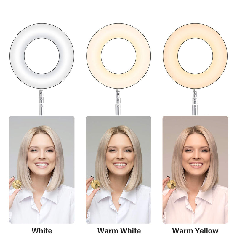  [AUSTRALIA] - 6” Selfie Ring Light Stand,Livelit Desk Foldable Ring Light Built-in Mirror for Makeup YouTube Video Live Streaming Photography Compatible with iPhone&Android (White)