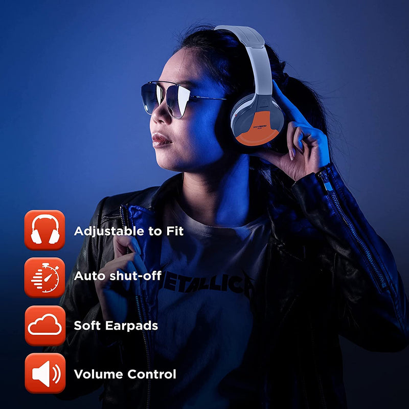 [AUSTRALIA] - XO Vision IR630OR Universal IR Wireless Foldable Headphones - Orange Wireless Bluetooth-Enabled Lightweight Portable for iPhone, Car, Kids Wireless Headphones for Universal Car Entertainment System