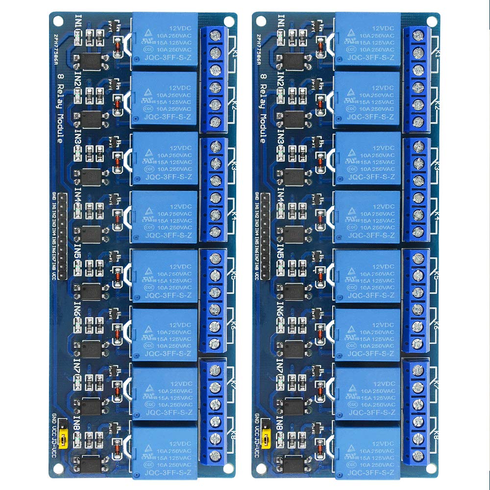  [AUSTRALIA] - BGTXINGI 2Pcs 8 Channel Relay Module With Easy Coupling 12V Relay Expansion Plate Load Controlled Relay Switch Module Supports AVR/51/PIC Relay Control Module