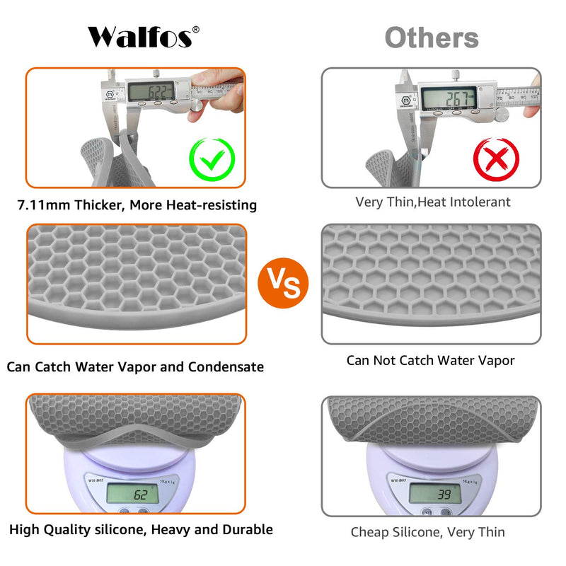  [AUSTRALIA] - Walfos Silicone Trivet Mats - 4 Heat Resistant Pot Holders, Multipurpose Non-Slip Hot Pads for Kitchen Potholders, Hot Dishers, Jar Opener, Spoon Holder, Food Grade Silicone & BPA Free (Round) 4Pcs Round Trivet Mat (Nordic Grey)