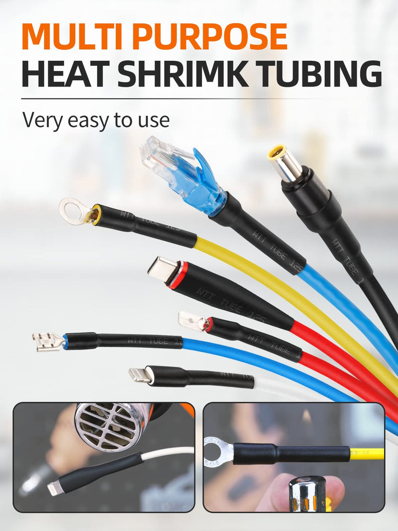  [AUSTRALIA] - 900 pieces heat shrink tube set black shrink tubes, Eventronic shrink tubes assortment ratio 2:1 shrink tube with 12 different sizes