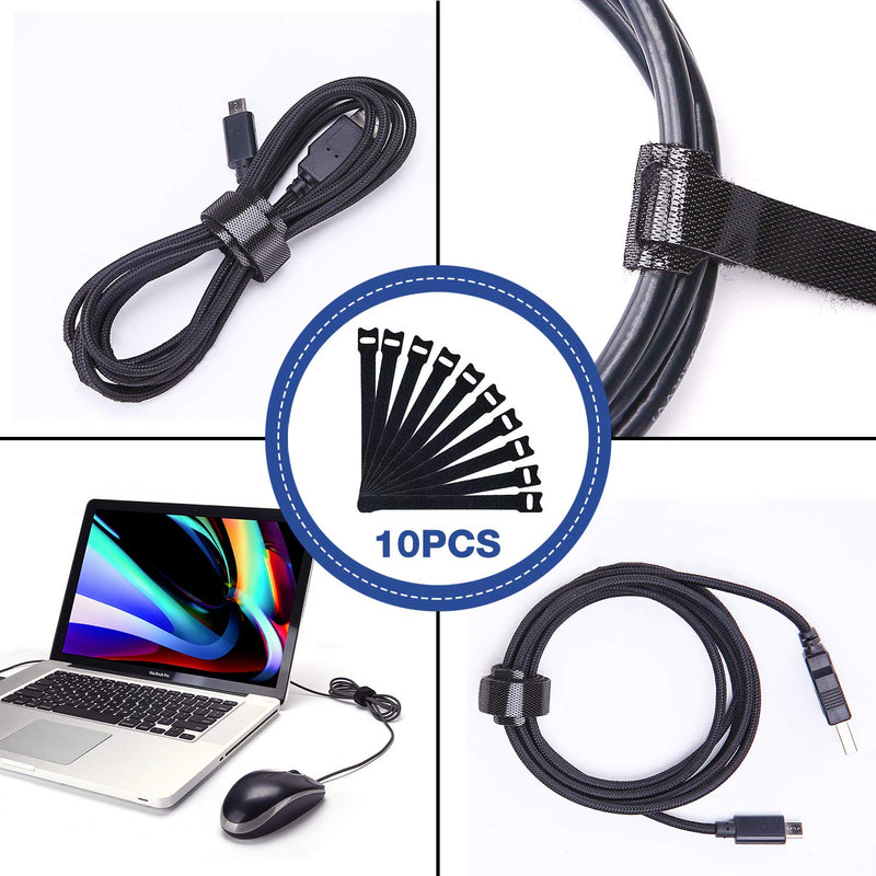  [AUSTRALIA] - JOTO (4 Pack) Cable Management Sleeve with 10 Pieces Cable Tie, 20 inch Cord Organizer System with Zipper for TV/Computer/Home Entertainment, Flexible Cable Sleeve Wrap Cover -Black