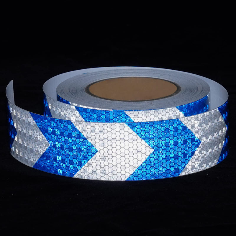  [AUSTRALIA] - Blue White Arrow High Visibility Reflective Tape 2 inch x 50 feet Self-Adhesive Tape Conspicuity Safety Warning Tape ‎2 IN X 50 FT Blue & White