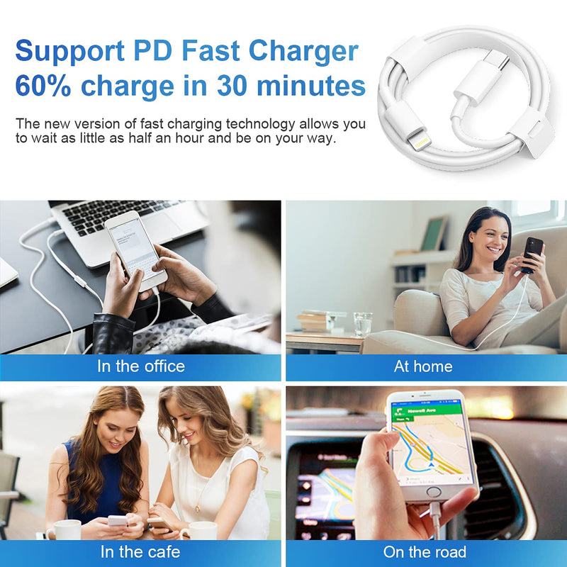  [AUSTRALIA] - iPhone 14 13 12 Fast Charger [Apple MFi Certified] 20W PD USB C Wall Charger with 6FT Lightning Cable Compatible iPhone 14/14 Pro/14 Pro Max/14 Plus/13/12/11/Pro/Pro Max/Mini/Xs Max/XR/X, iPad White