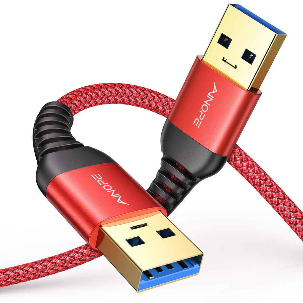  [AUSTRALIA] - AINOPE USB 3.0 A to A Male Cable 3.3FT+3.3FT,USB 3.0 to USB 3.0 Cable [Never Rupture] USB Male to Male Cable Double End USB Cord Compatible with Hard Drive Enclosures, DVD Player, Laptop Cool-Red Red