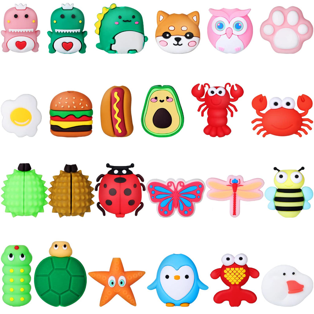  [AUSTRALIA] - 24 Pcs Cable Protector Cute Charging Cable Saver Plastic Fruit Food Animal Charger Cord Protector Phone Cord Bites Phone Cord Protector for Cellphone USB Cable Tablet Data Lines Accessories