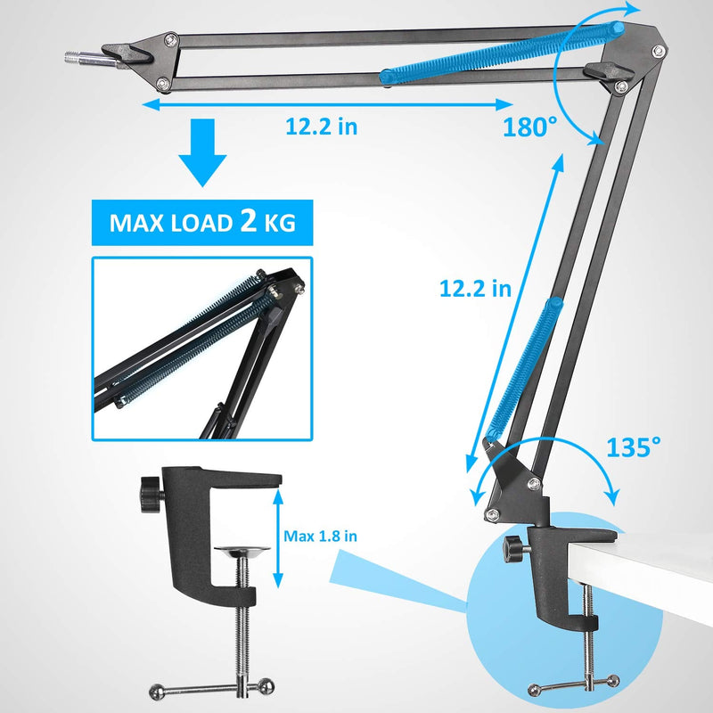  [AUSTRALIA] - SM58 Mic Stand with Windscreen - Microphone Boom Arm Stand with Foam Cover Pop Filter for SM58S SM58-LC Dynamic Vocal Microphone by YOUSHARES