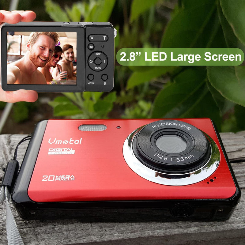  [AUSTRALIA] - Digital Camera 1080P FHD Mini Video Camera 20MP 2.8 inch LCD HD Rechargeable Vlogging Camera Students Compact Camera Kids Childrens Teens Beginners Point and Shoot Cameras-Holiday Birthday Gift Red