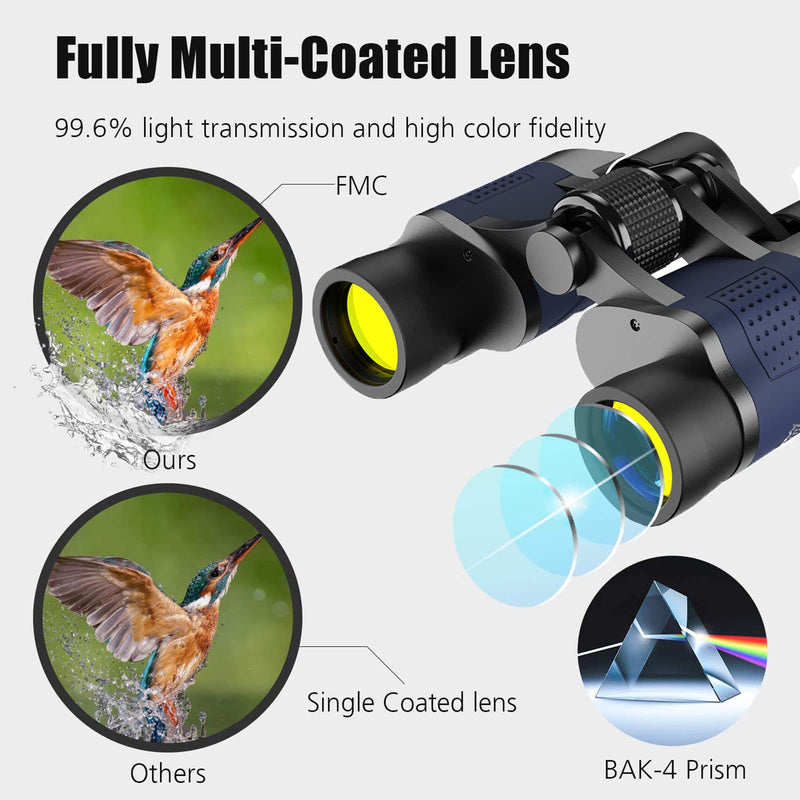  [AUSTRALIA] - 60X60 Binoculars for Adults with Low Light Night Vision, Professional Waterproof High Power Optical Telescope for Stargazing Bird Watching Concerts Football Sightseeing Hunting