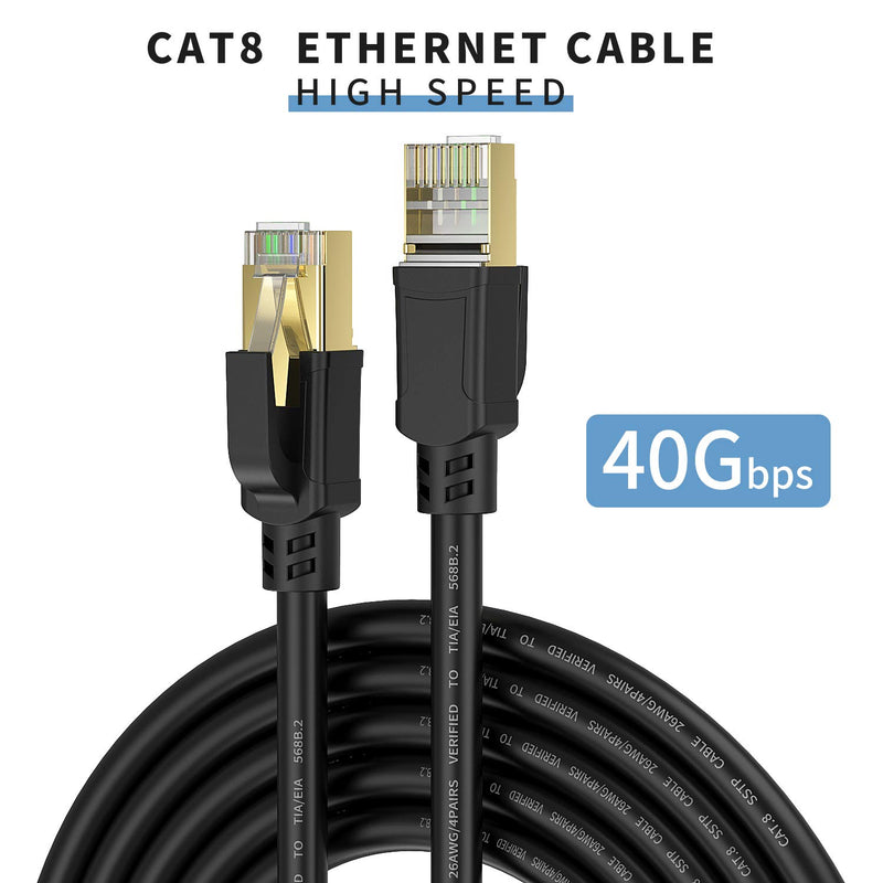 YixHG Cat8 Ethernet Cable 30ft, High Speed 26AWG Cat8 LAN Network Cable 40Gbps, 2000Mhz with Gold Plated RJ45 Connector, Heavy Duty Weatherproof S/FTP UV Resistant for Modem, Router/Gaming/Xbox - LeoForward Australia
