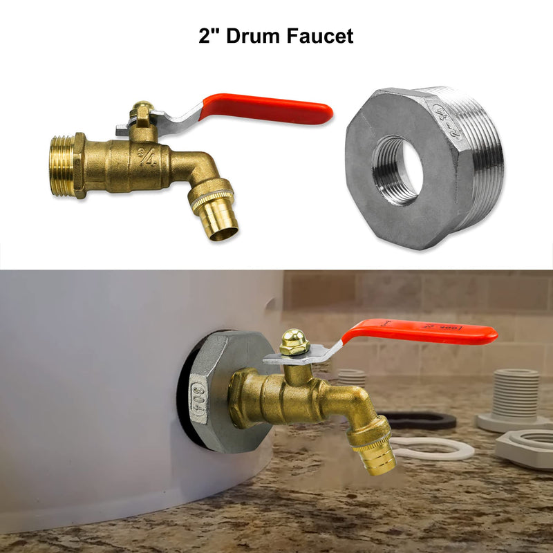  [AUSTRALIA] - 2 Inches Brass Drum Faucet Barrel Faucet with EPDM Gasket for 55 Gallon Drum Spigot, 45 Degree 3/4 Inches Outlet