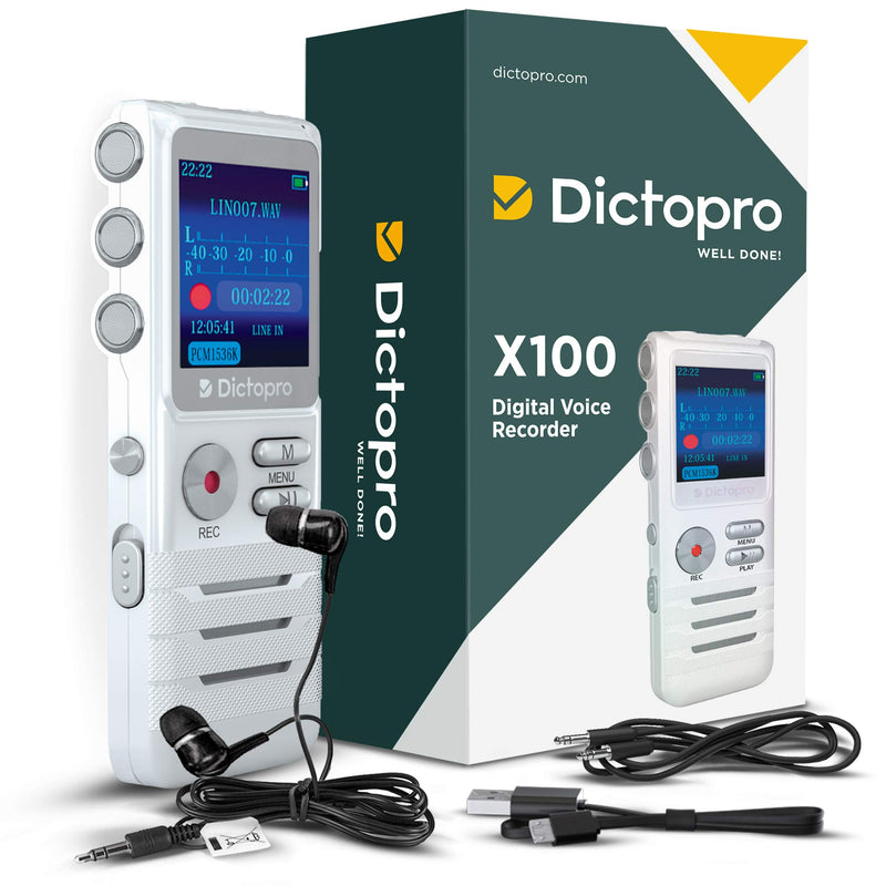  [AUSTRALIA] - Digital Voice Activated Recorder by Dictopro- Easy HD Recording of Lectures and Meetings with Double Microphone, Noise Reduction Audio, Sound, Portable Mini Tape Dictaphone, MP3, USB, 8GB