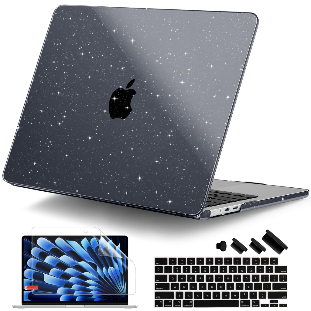  [AUSTRALIA] - DONGKE M2 MacBook Air 15 Inch Case 2023 A2941, Bling Plastic Hard Shell with Keyboard Cover & Screen Protector for MacBook Air 15" with M2 Chip & Liquid Retina Display Touch ID - Star Black