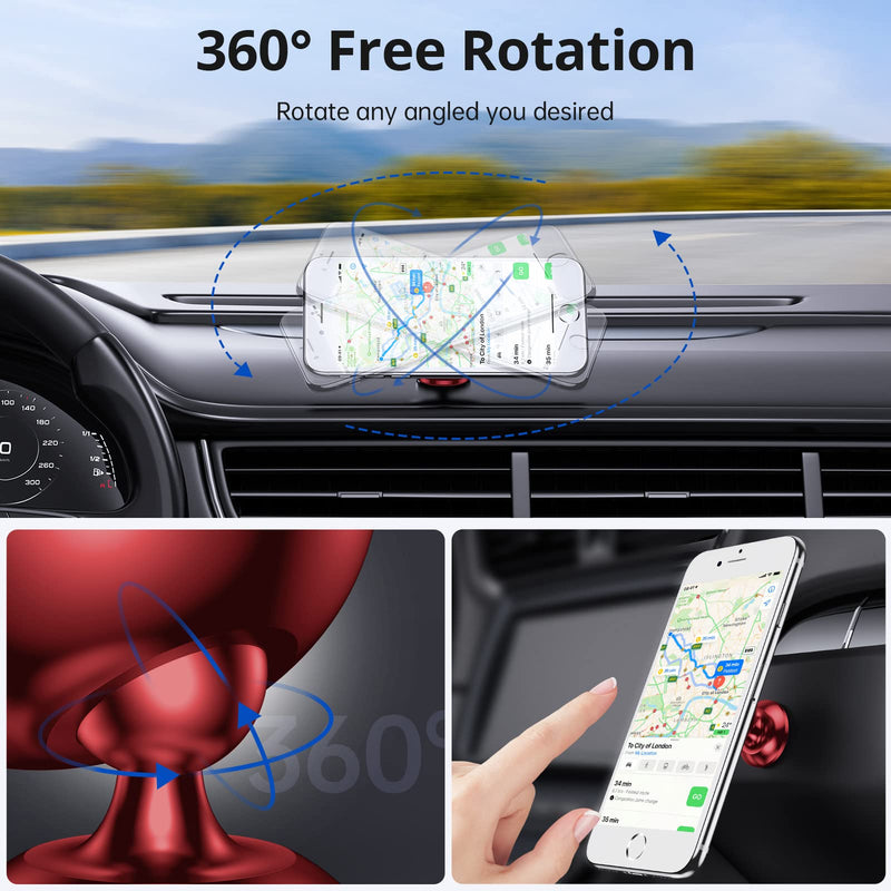  [AUSTRALIA] - Magnetic Phone Car Mount, Syncwire Car Phone Holder for Dashboard, Cell Phone Car Kits, 360° Adjustable Magnet Cell Phone Mount Compatible with iPhone, Samsung, LG, GPS, Mini Tablet - Red