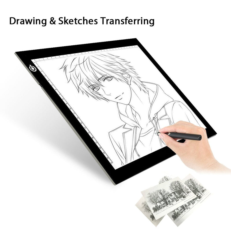  [AUSTRALIA] - LitEnergy A4 LED Copy Board Light Tracing Box, Ultra-Thin Adjustable USB Power Artcraft LED Trace Light Pad for Tattoo Drawing, Diamond Painting, Streaming, Sketching, Animation, Stenciling 01 - A4 BLACK