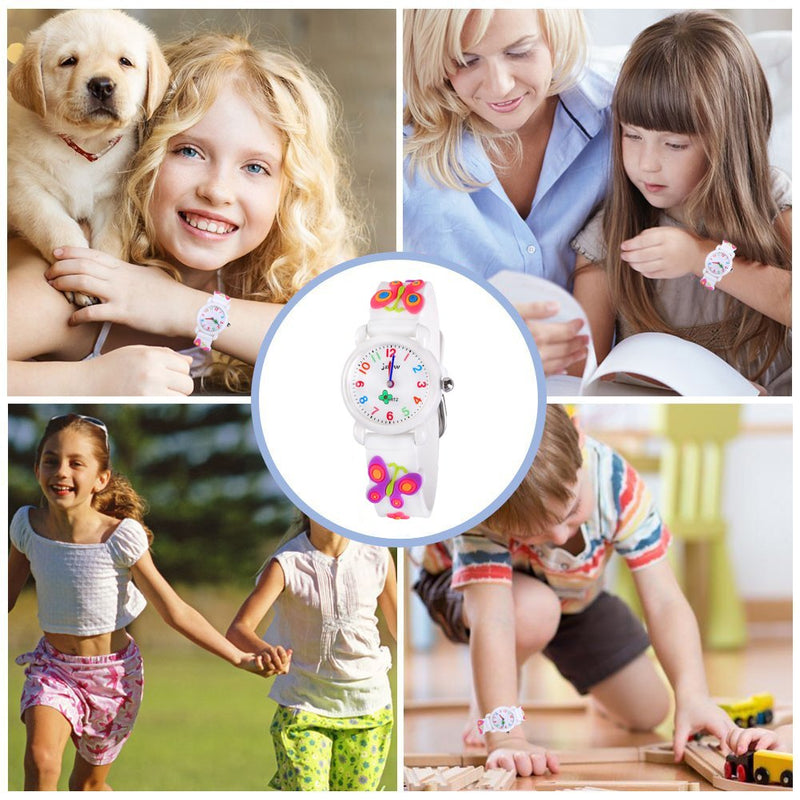 Kids Gift Cartoon Waterproof Watches Toys for Boys Girls - Best Gifts Butterfly White - LeoForward Australia