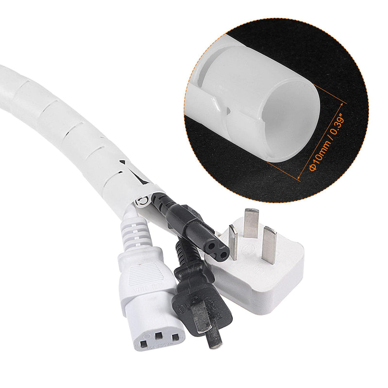  [AUSTRALIA] - uxcell 10mm Cable Wire Wrap for Cord Management White 3 Meter with Zipper Clips