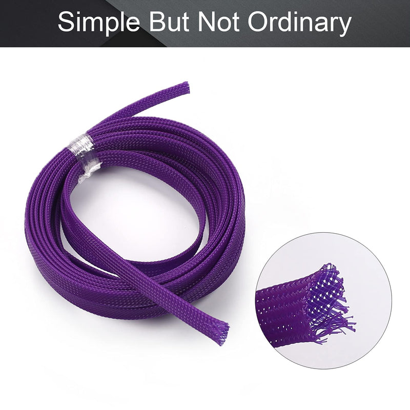 [AUSTRALIA] - Bettomshin 1Pcs 16.4Ft Expandable Braid Sleeving, Width 10mm Protector Wire Flexible Cable Mesh Sleeve Purple for Television Audio Computer