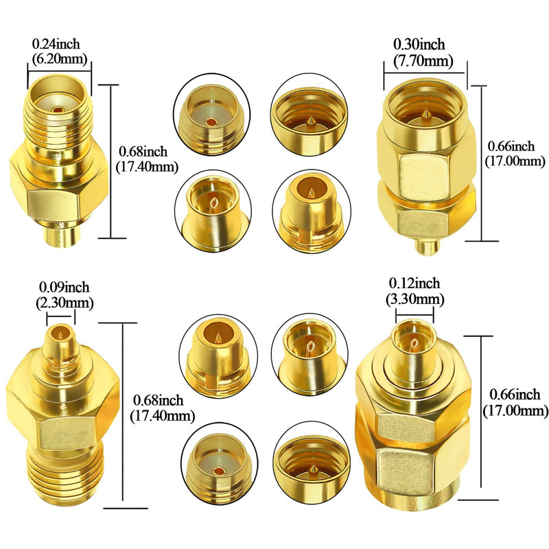  [AUSTRALIA] - TUOLNK SMA to MMCX Coaxial Adapter Kit Pure Brass for WiFi Antenna/Networks/Extension Cable MMCX Male/Female to SMA Male/Female Coax Connector Kits Coax Antenna Adapter 4 Set