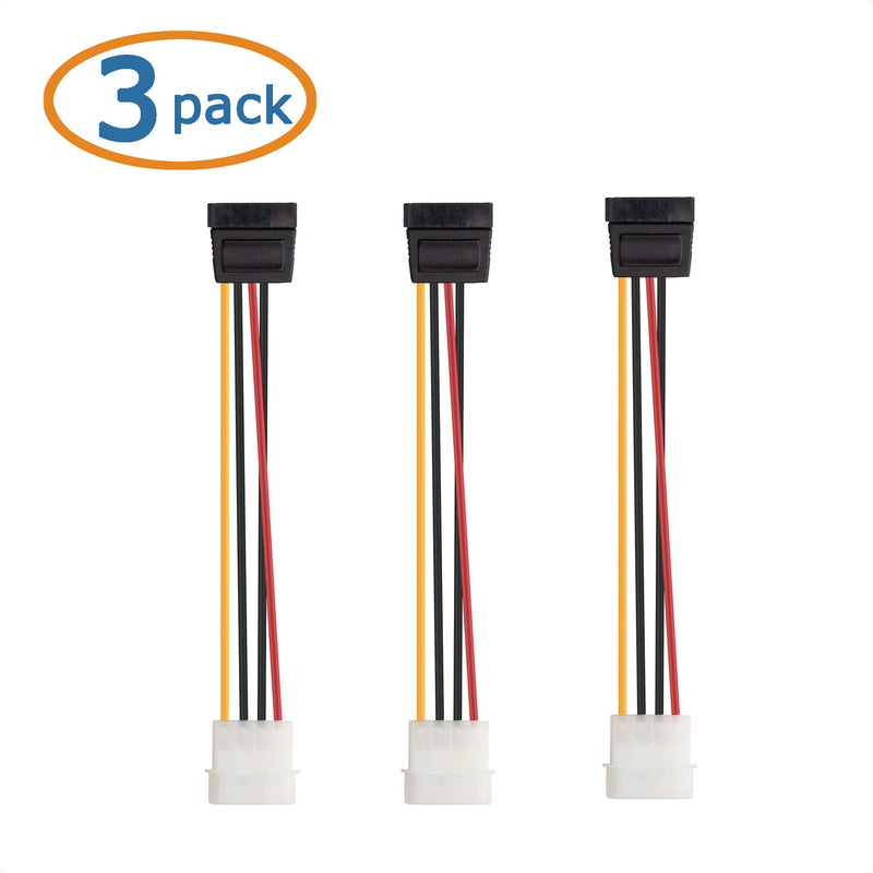 Cable Matters 3-Pack 4 Pin Molex to SATA Power Cable (SATA to Molex) - 6 Inches - LeoForward Australia