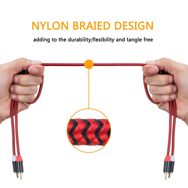  [AUSTRALIA] - RCA Cable 20Ft,2Rca Male to 2-RCA Male Audio Stereo Subwoofer Cable [Hi-Fi Sound] Nylon-Braided Auxiliary Audio Cord for Home Theater, HDTV, Amplifiers, Hi-Fi Systems,Speakers and etc(20Ft/6M) 20Ft/6M