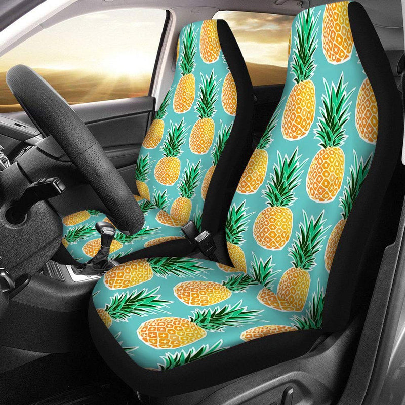  [AUSTRALIA] - Dreaweet Car Front Seat Covers Pineapple Printed Fashion Women Car Seat Protector Cover Mat Full Set of 2 Fit Most Cars
