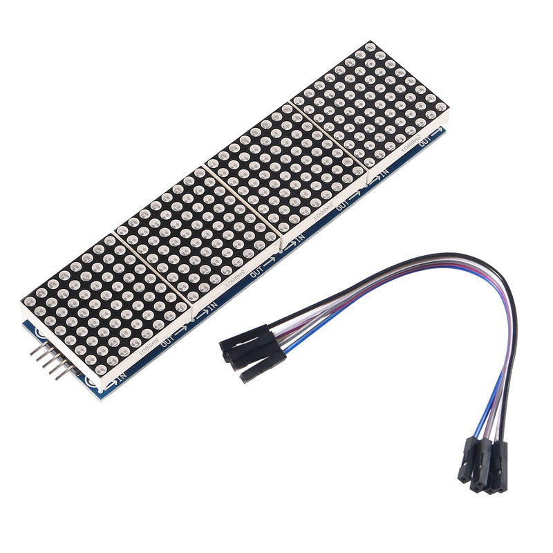  [AUSTRALIA] - ALAMSCN MAX7219 Dot Matrix Module 32x8 4 in 1 LED Display Modules for Arduino Raspberry Pi Microcontroller with 5Pin Wires Red (Pack of 2)