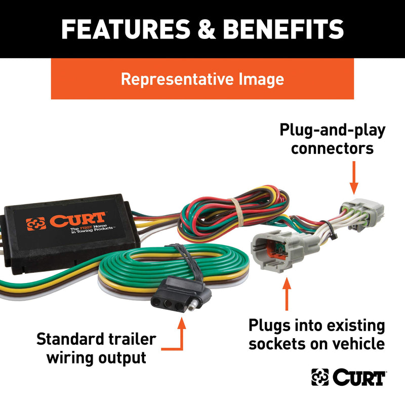  [AUSTRALIA] - CURT 56222 Vehicle-Side Custom 4-Pin Trailer Wiring Harness for Select Kia Rondo, Kia Soul