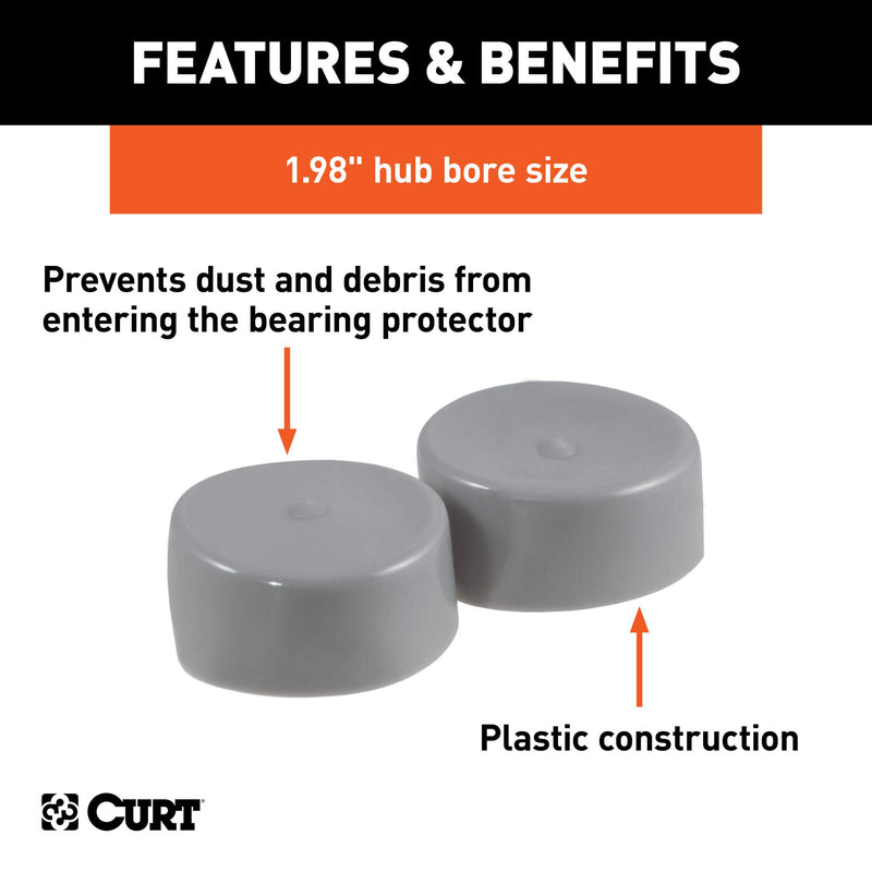  [AUSTRALIA] - CURT 23198 1.98-Inch Bearing Protector Dust Covers, 2-Pack