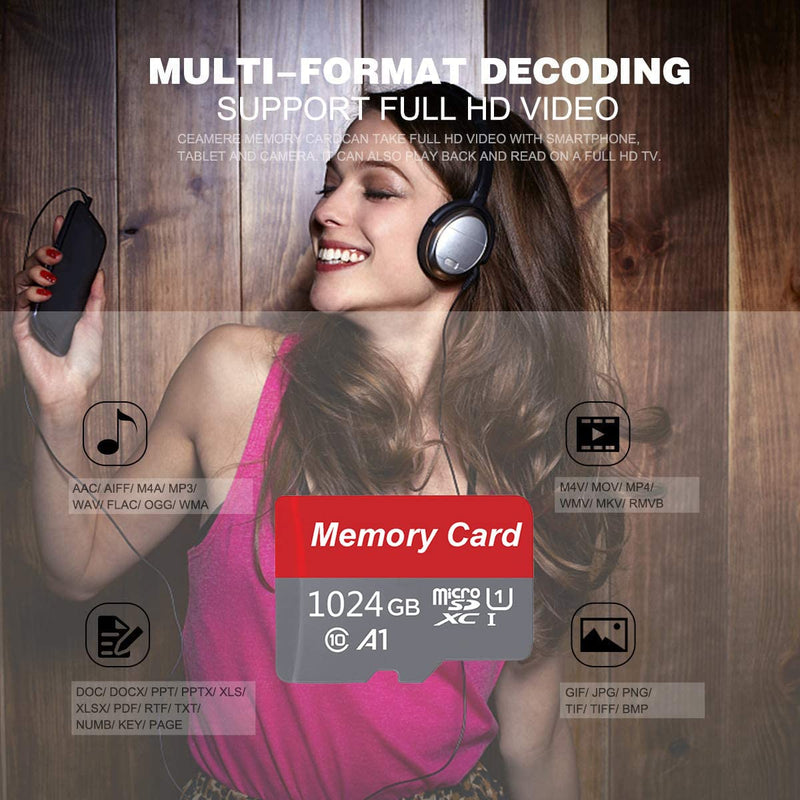  [AUSTRALIA] - 1TB Micro SD Card 1024GB Memory Card High Speed Class 10 with SD Adapter for Camera,Videographers&Vloggers and Other SD Card Compatible Devices